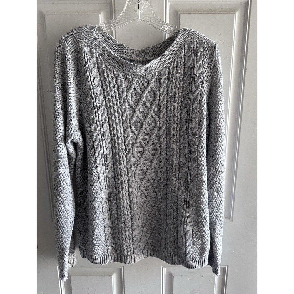 Craft & Barrow Women’s XXL Gray Cable Knit Chunky Sweater
